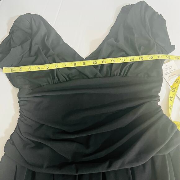 J.R. Nites By Carol Lin Surplice Neck Draped Dress Size 14 NWT Black - Picture 4 of 6